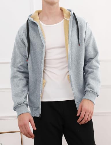 Image of Gihuo Men's Winter Sherpa Lined Hoodie Zip Up Sweatshirt Warm Jacket
