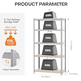 Panana 5-Tier Metal Storage Shelving Unit, Heavy Duty Garage Racking, 180x90x40cm, Black/Blue/Silver, Adjustable Utility Shelves for Warehouse, Kitchen, Workshop, Office (Silver) - Image 2