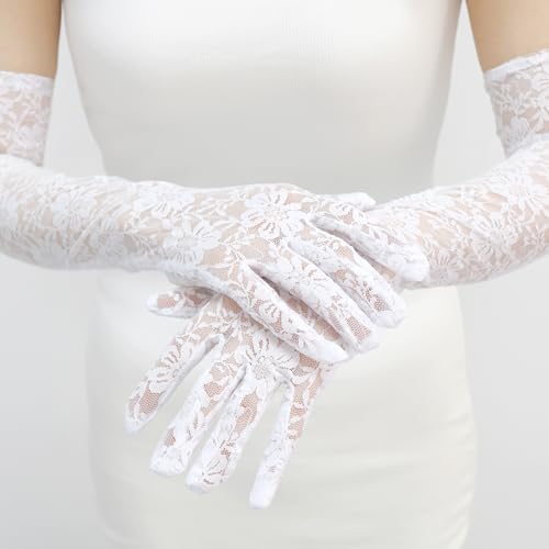 Women Long Lace Gloves Tea Party Elbow-Length Gloves for Wedding, Costume Parties3