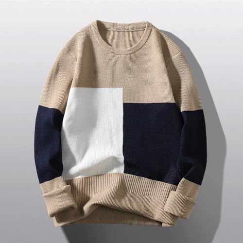 Men's Sweater Fashion Color O Neck Pullover Sweaters Oversize Bottom Knitting Blouse Knitted3