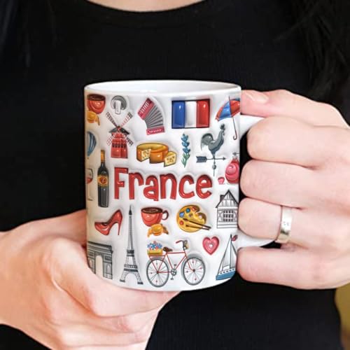 Taza de cerámica con diseño de símbolos franceses 11oz miniatura 5