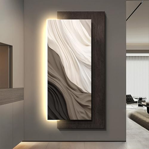 Image of TeHWiEEphs Modern Luxury 3D LED Wall Art – Remote Control Plug-in, Abstract Double-Layer Sandstone Texture, Stylish Decor for Entryway Hallway Foyer(A,50x100cm/19.69x39.37in)