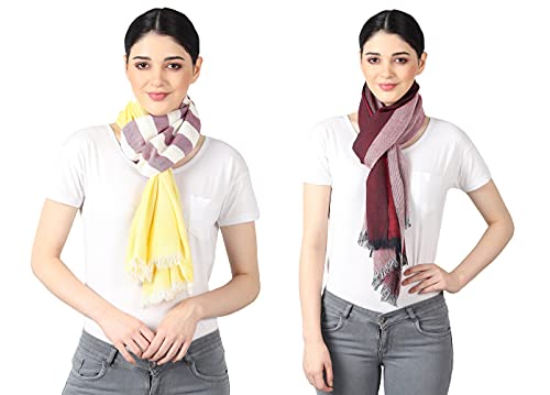 Image of Flyer Women's stole /scarf Colour- Yellow & Purple & Blue & Grey & Purple & Pink soft viscose ethnic scarves pack of 2 ST-08-ALL