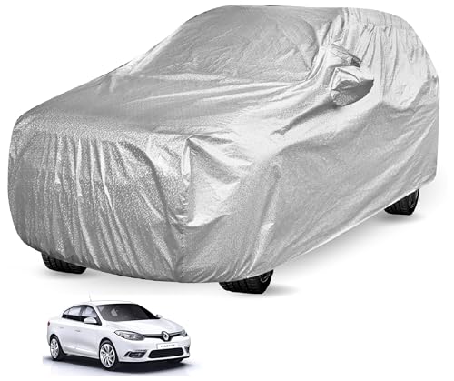 Image of Auto Hub Waterproof Car Cover Compatible with Renault Fluence with Mirror Pocket, Soft Cotton Lining, Waterproof Fluence Car Cover- Metallic Silver