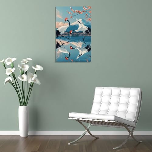 Image sur toile grue couronnée tableau mural moderne format 30x45 cm - 5