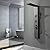 BWE 5 IN1 Stainless Steel Shower Panel Black Tower System with Rainfall Waterfall Shower Head, Multi Function Shower System with Body Jets and Bath Tub Spout
