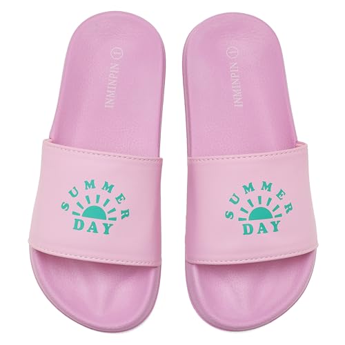 Image of INMINPIN Kids Boys Girls Slides Sandals Beach Pool Shower Shoes | lightweight, easy to clean paired with shorts,T-shirts,jeans,a short skirt for swimming pool,beach,bathroom