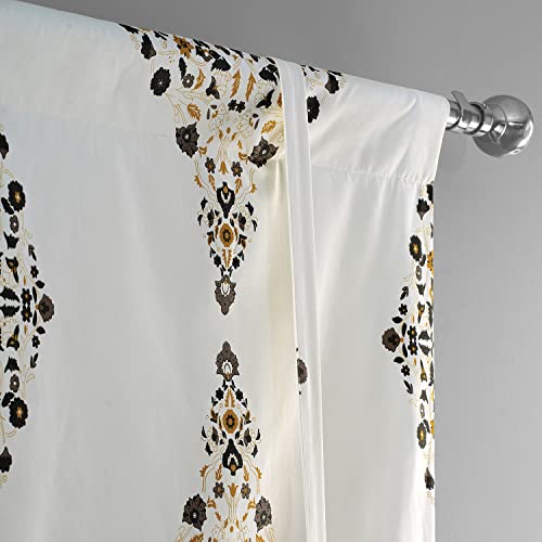 Image of HPD Half Price Drapes Room Darkening Tie Up Curtains 46 X 63 Inch Kerala Printed Cotton Window Roll Up Balloon Curtain for Living Room, Kitchen PRTW-TUD41A-63 (1 Panel), Kerala Gold
