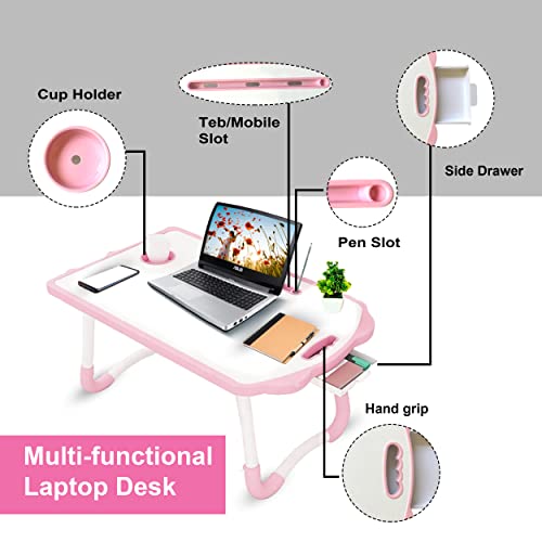 Lap Desk Fancy Taped Edge Foldable Laptop Floor Table, Drawing Desk, Portable Laptop Bed Tray Folding Dormitory Notebook Stand Reading Holder Serving Bed Tray With Tablet Slots For Bed/Couch #TOP1