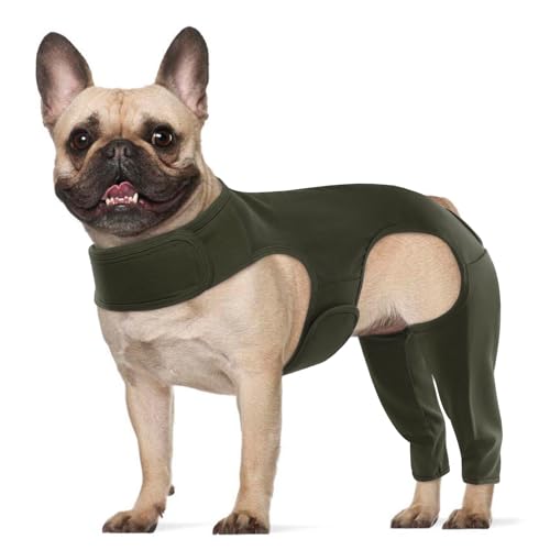 Image of ROZKITCH Dog Leg Sleeve Rear Legs, Pet Sleeve to Prevent Licking Wound Elbow Protector, Dog Recovery Suit Cone Collar Alternative for Sprain ACL CCL Arthritis Joint Care Green XS