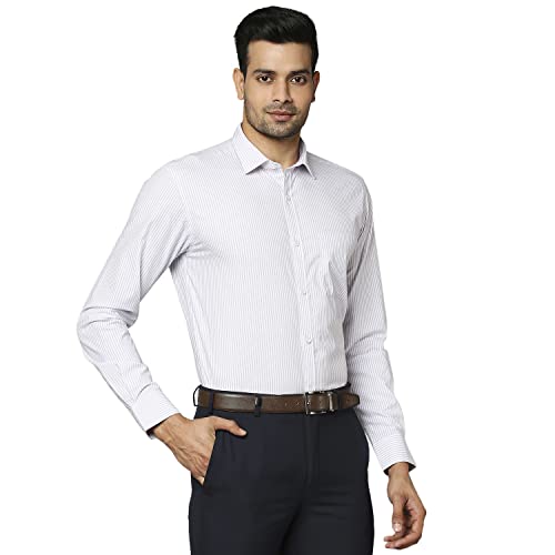 Image of Park Avenue Men's Pure Cotton Stripe Pattern Slim Fit Semi Cutaway Collar Full Sleeve Formal Shirt