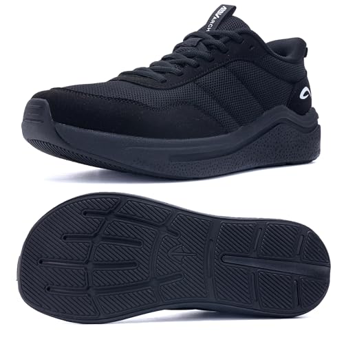 ephiza Men's Wide Walking Shoes with Arch Support for Plantar Fasciitis | Orthotic Tennis Sneakers for Knee, Ankle Pain Relief & Comfort SolidBlack Size 10