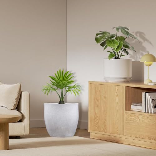 Image of Go Hooked Pluto White Indoor Planter Pot 22 Inch | Lightweight Modern Round Plant Pot for Living Room, Balcony & Office | Decorative Polymer Pot for Live & Artificial Plants