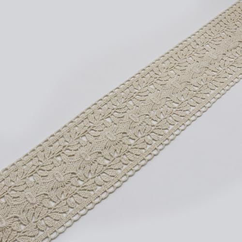 WANYI Cinta de Encaje Delicada para Manualidades, Encajes y Puntillas, 9CM Algodón Ancho Cinta Decorativa Para DIY decoración Ropa Falda (1 Yard-beige)