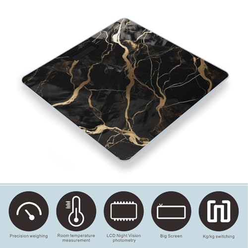Báscula digital de baño Black Gold Marble de alta precisión miniatura 3