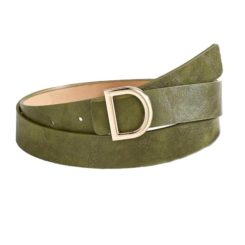 Black Leather Belts for Women Gold Fashion Buckle Belt Green Belt for Jeans Pants Dresses