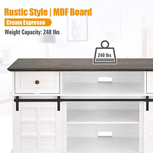 LGHM Entertainment Center, TV Stand for 65 inch TVs, 58\" Farmhouse Wood TV Stand with Sliding Barn Doors, Ideal Media Storage with Front Flip-Up & Slip Drawers for Living Room, Bedroom, White