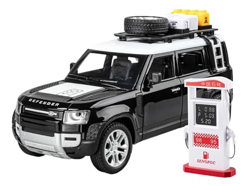 Image of Magicwand Die-Cast Zinc Alloy 1:24 Scale Defender Camping【Large 】 with 6 Openable Doors,Lights & Music【Panther Black】【Pack of 1】