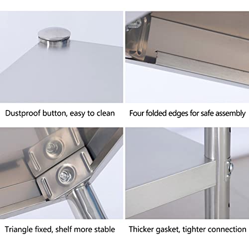Scaffale da cucina a 3 livelli in acciaio inox, regolabile, impermeabile, per microonde, per casa, ristorante, risparmio di spazio
