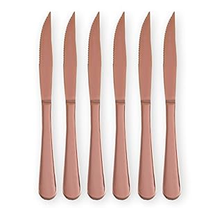 HOMQUEN Rose Gold Steak Knives, 6-Pieces Steak Kni...