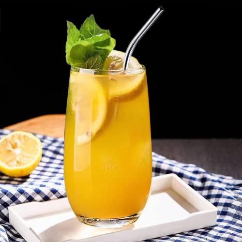 Ufrount Highball Glasses Set,Tall Drinking Cups Set Of 8,Clear Water Glass Tumblers With Straws,16 Oz Glassware For Kitchen,Bar,Mojito,Cocktail,Juice,Mixed Drink,Water,Beer #TOP3