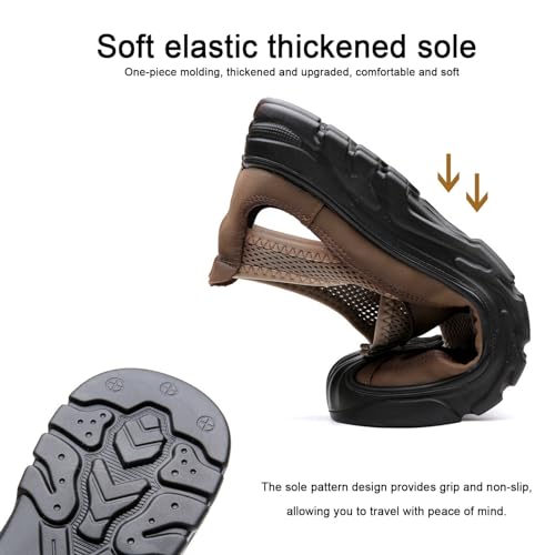 Men's Hollow Sandals Lightweight Walking Casual Shoes, Comfort Durability Closed Toe Outdoor Shoes Hiking Sandals for Summer Sports Driving Beach4