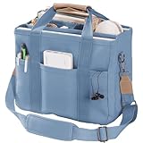Canvas Tote Bag with Multi Pockets Crossbody Tote Bag for Women Bible Handbag Everything Tote Bags with Compartments