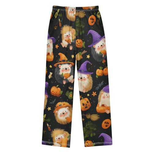 Hedgehog Pumpkins Boys Long Pants Soft Trousers Elastic Waist Kids Lounge Bottoms with Pockets S-XL2