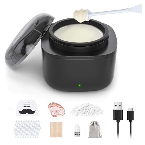 CAVSTORM Nose Wax Kit Men Nose Hair Waxing Kit with 158F Smart Temp Control 40 Sticks 100g Wax Painless Nose Hair Removal with USB-C Fast Heating Upgraded Capacity Multi-Accessories