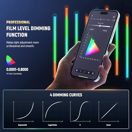 Image of NEEWER RGB Tube Light, 30W LED Video Light RGBWW Full Color Stick Light Wand with 18 Scenes 7 Pixel Effects 2500-10000K CRI97 /TLCI98 6000mAh, APP /2.4G /DMX Control for Photography Video Record, TL90C