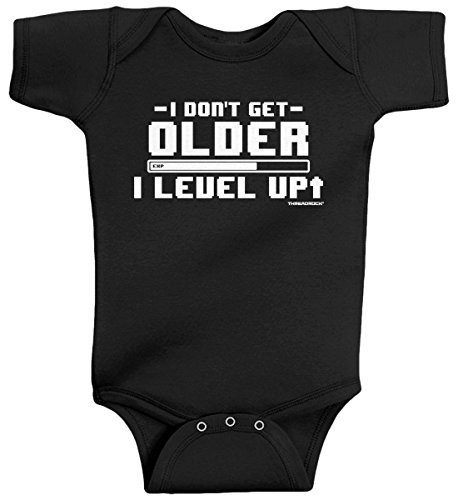 Threadrock Unisex Baby I Don't Get Older I Level Up Bodysuit 6M Black