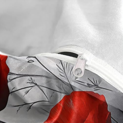 Parure de lit coquelicots rouges housse de couette microfibre 140x200 - 8