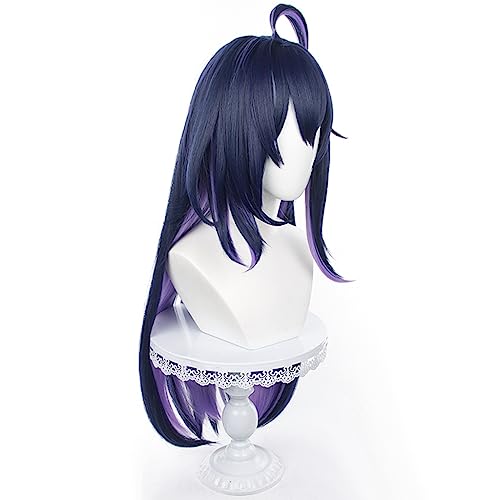 Dark Blue Mixed Purple Long Straight Hair Heat Resistant Synthetic Costume Hair for Women Halloween Comic Con Cos Anime Party Replacement Wigs - Image 3