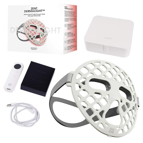 ZENT Masque LED 4-en-1, Masque led visage luminothérapie, Thérapie par lumièreinfrarouge, rouge, bleue et jaune – Régénérant, Anti-âge, Réduit l’acné – Silicone médical, USB-C, Léger et étanche IP67