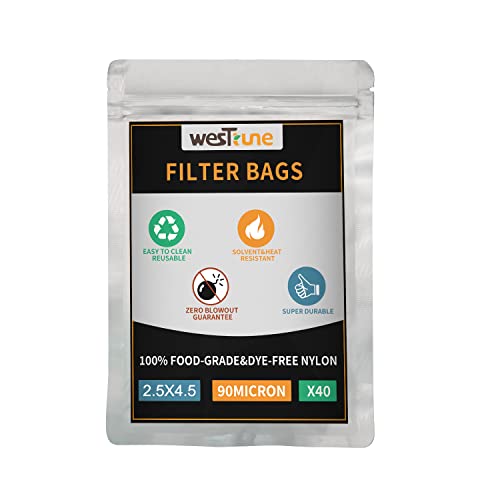 90 Micron Nylon Filter Bags, 2.5x4.5 Inch Rosin Press Bags, 40 Pack (90 micron)