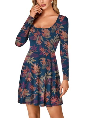 Image of LYANER Women's Long Sleeve Mini Dress Loose Casual Empire Waist Above Knee Length Dresses