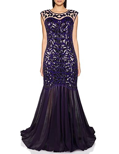 PrettyGuide Women 's 1920s Black Sequin Gatsby Maxi Long Evening Prom Dress