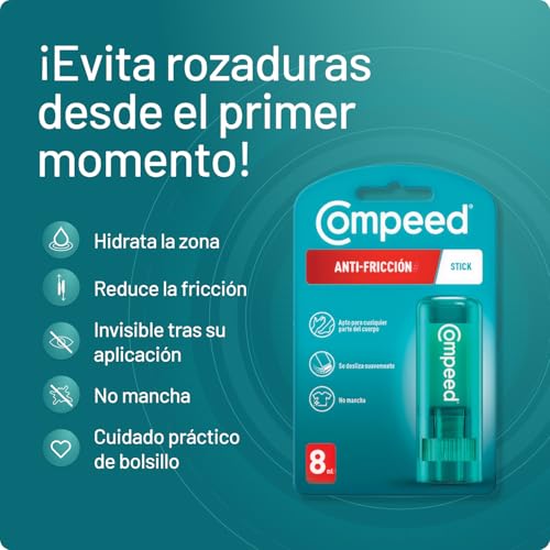 Miniatura 3 de Compeed Stick Anti-fricción, Tratamiento Pies, Barra 8 ml | Fricción y Ampollas, uso diario con calzado, reduce rozaduras, fácil aplicación