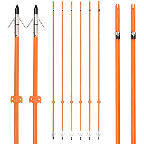 TY Archery 32inch Bowfishing Arrows Fish Hunting Solid Fiberglass Shaft with Broadheads and Safty Slides for Compound Bow and Recurve Bow Fishing Huntings Cover