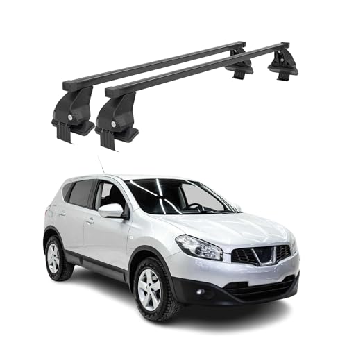 Menabo Dachträger Grundtäger kompatibel mit Nissan Qashqai J10 2006-2014 Stahl 50kg Schwarz 2tlg Ohne Reling für Fahrradträger, Dachboxen, Skiträger Abschließbar Menabo Dachträger Grundtäger kompatibel mit Nissan Qashqai J10 2006-2014 Stahl 50kg Schwarz 2tlg Ohne Reling für Fahrradträger, Dachboxen, Skiträger Abschließbar