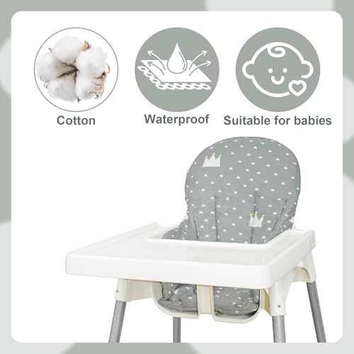 Image of for IKEA High Chair Cushion, High Chair Pad for IKEA Antilop Highchair, Cotton Non-Slip, Soft, Baby Sitting More Comfortable (Gray Crown)