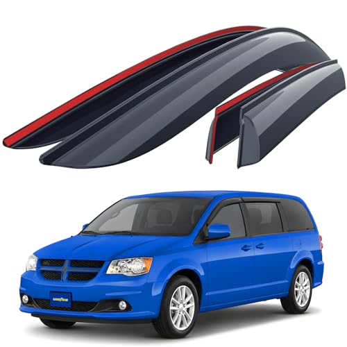 Goodyear Shatterproof Window Deflectors for Dodge Grand Caravan 2008-2020/Chrysler Town&Country 2008-2016, Tape-on Rain Guards, Window Visors, Vent Deflector Visor,Car Accessories,4 pcs. - GY003245LP
