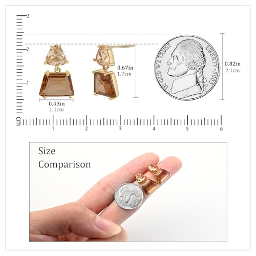 Hypoallergenic Brown Crystal Dangle Earrings for Women - Fashionable Amber Drops Ideal for Sensitive Ears4