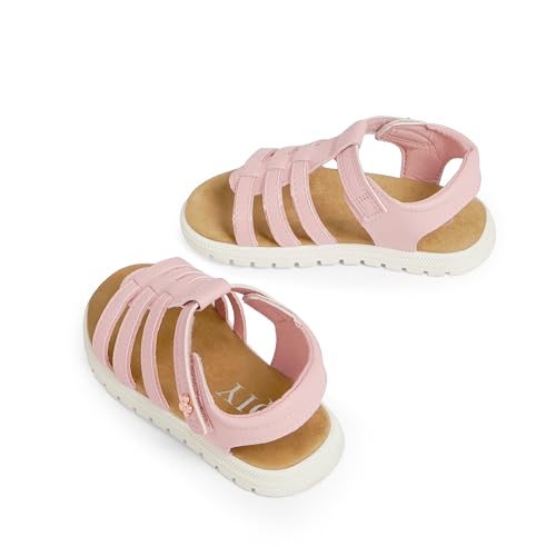 Image of QIY Toddler Girl Sandals Little Kids Summer Dress Shoes Open Toe Flats Princess Sandals for School Beach Party