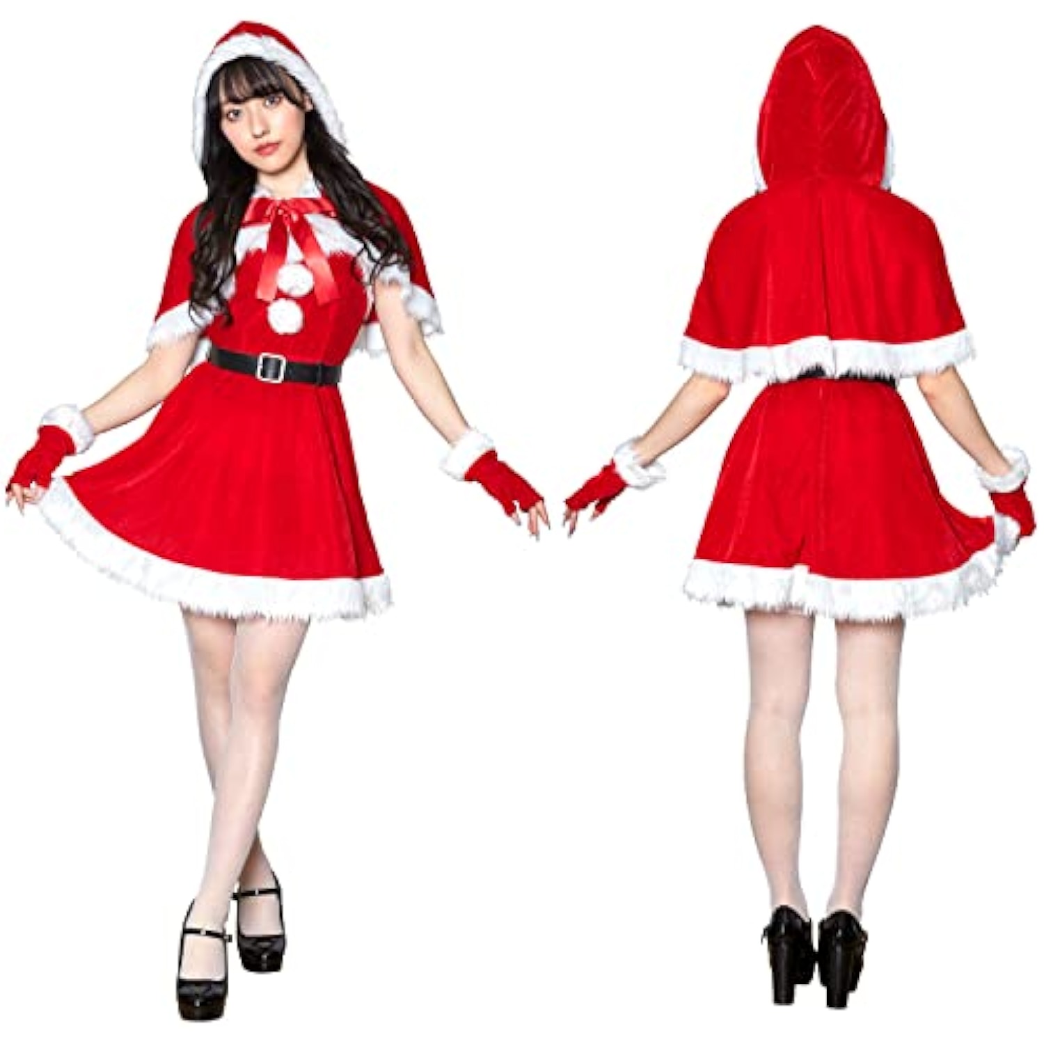 クリアストーン(Clearstone) ミミノエル コスプレ クリスマス リボンケープサンタ レディース M レッド 詳細画像4