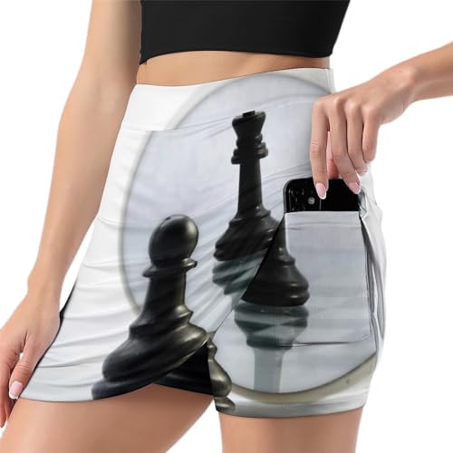 Jupe de tennis noire anti-frottement avec short de sport intégré pour femme active