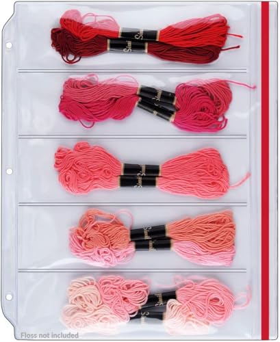 Image of StoreSMART - Zipper Binder Page for Embroidery & Cross-Stitch Floss Thread Skeins, Holds 5 Skeins - 5-Pack - (DP600-5-FLOSS-5)