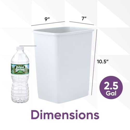 Superio Caneca de Basura Plástica 2.5 Galones Blanca miniatura 2