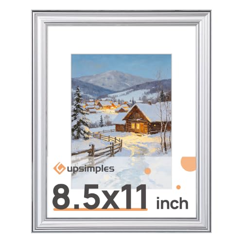 Image of upsimples 8.5 by 11 Picture Frame, Vintage Frames Decor, 1Pack Silver | Fit 6x8 and 8.5x11 Photo, Wall or Tabletop Display, Antique-style Decoration, Rustic Farmhouse Decor, For Weddings