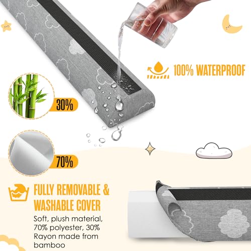 Sleepah Bed Rail for Toddlers Memory Foam Bed Bumper Guard w Dual Non-Slip Pads (Top & Bottom) Bed Rail is Waterproof Washable Soft Removable Cover for Kids, Adults & Seniors (1)